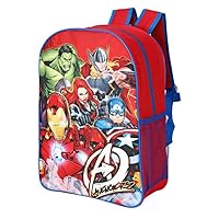 Marvel Avengers Kids Backpack – Large 40cm School Bag with Thor, Iron Man, Hulk, Black Widow, and Captain America – Durable Polyester Rucksack for Boys – Blue/Red
