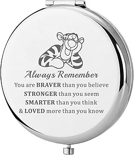 KEYCHIN Tigger Pocket Mirror Cartoon Movie Fans Gifts You are Braver Stronger Smarter Than You Think Compact Makeup Mirror for Women Girls Teenagers (Tigger Always-S)
