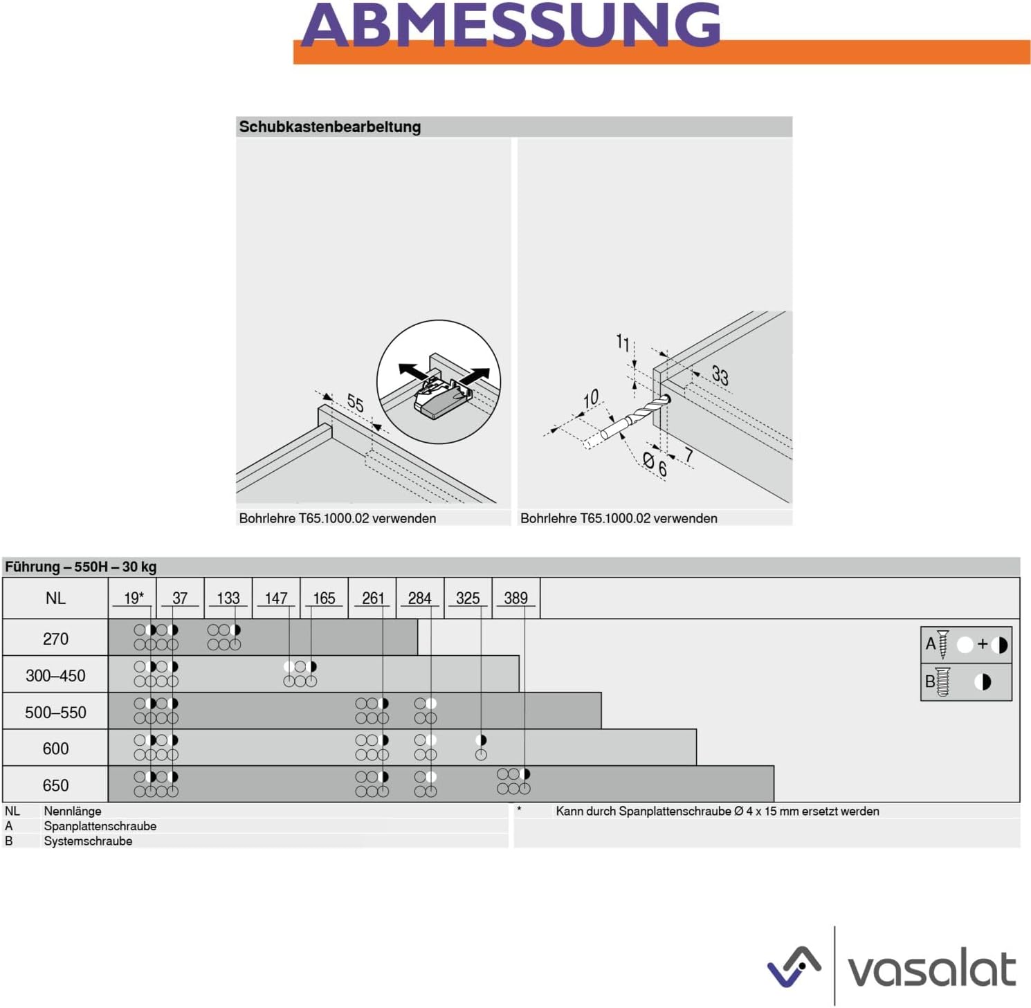 Blum Tandem Partial Extension Set, Drawer Runners 450 mm Blumotion with Practical Blum Coupling, Drawer Guide Load Capacity 30 kg - 1 Pair of Drawer Runners with Clutch