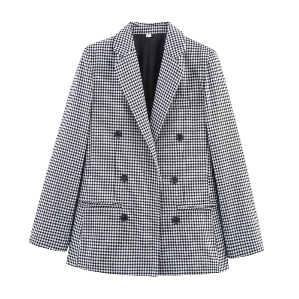 Blazer Donna,Blazer a Quadri da Donna, Completo Doppiopetto Casual, Capospalla Quotidiano da Ufficio per Donna