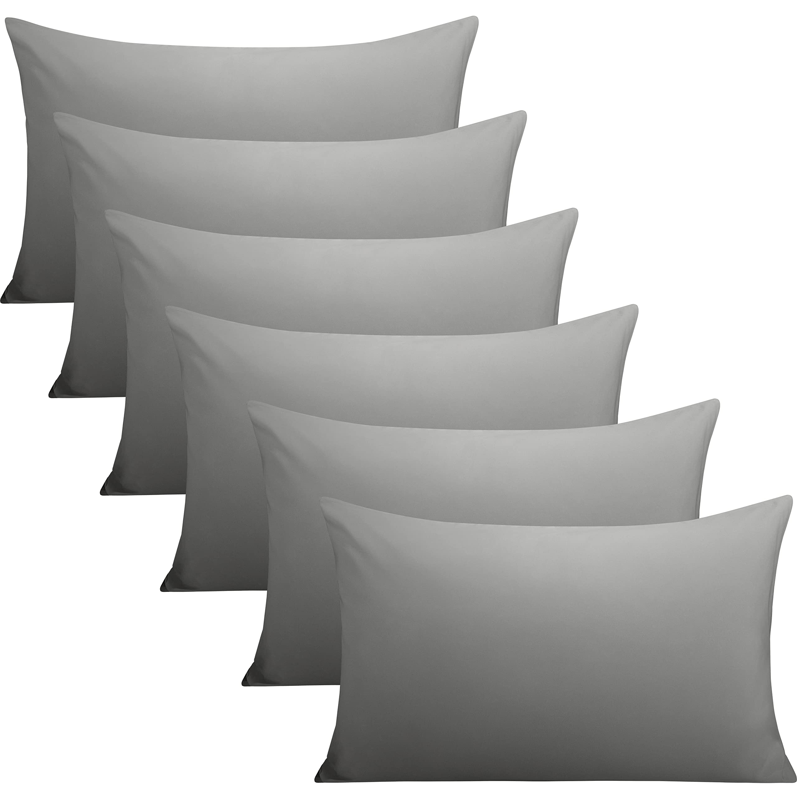 FLXXIE 6 Pack Microfiber Queen Pillowcases,Envelope Closure, Dark Grey