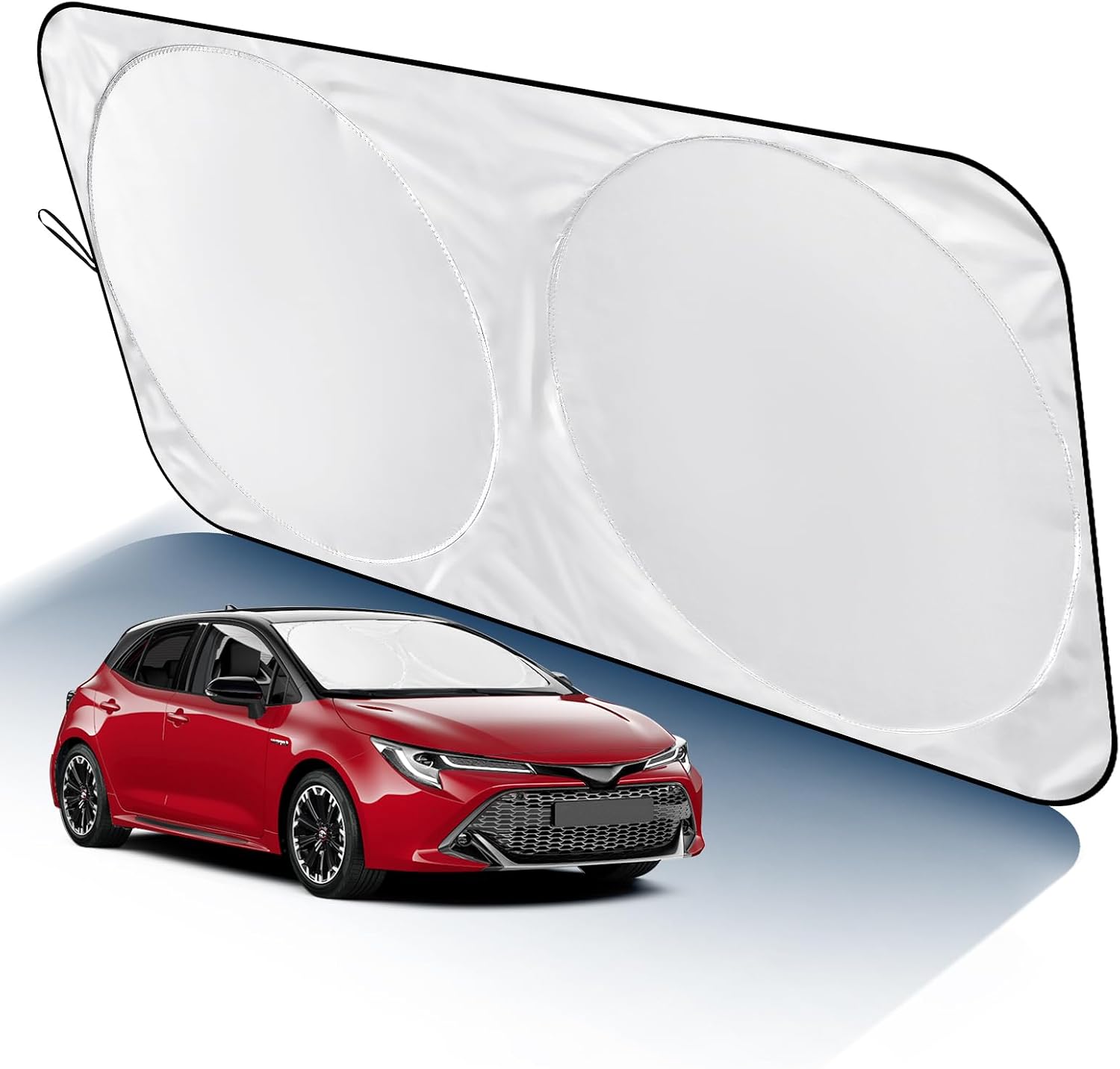 2025 IAQWE Windshield Sun Shade for Car Front Window, Thickened 65 x 32in Foldable Sun Visor Protector Blocks UV Rays and Heat, Keeps Your Vehicle Cool Fit for Car, Truck, SUV Medium: 65'' x 32''