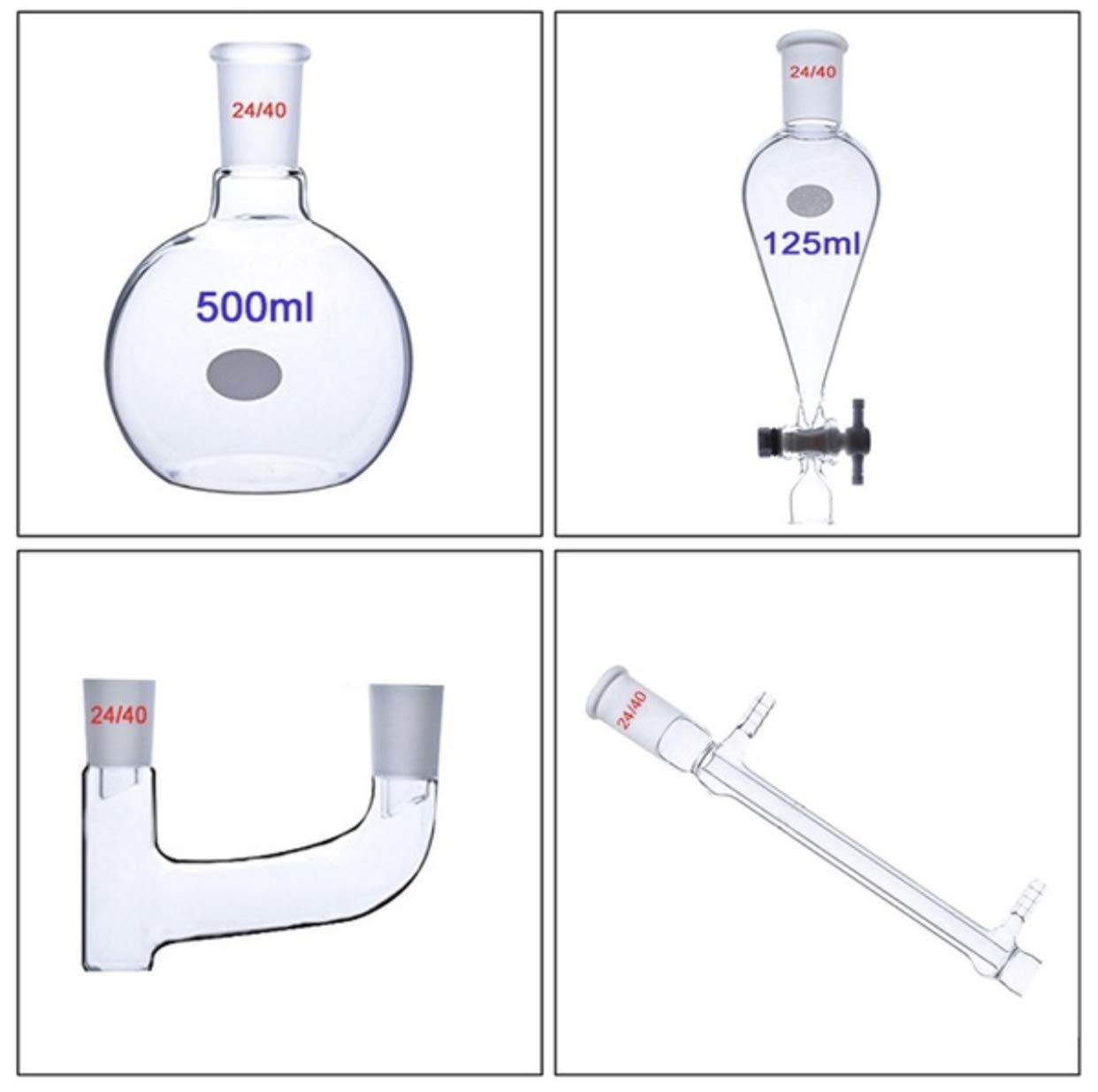 500ml Chemie Labor Glaswaren 24/40 Kit Ätherisches Öl Familie Destillation seinheit lab Glas Kit Wissenschaftliches Experiment Gerät 23pcs Set