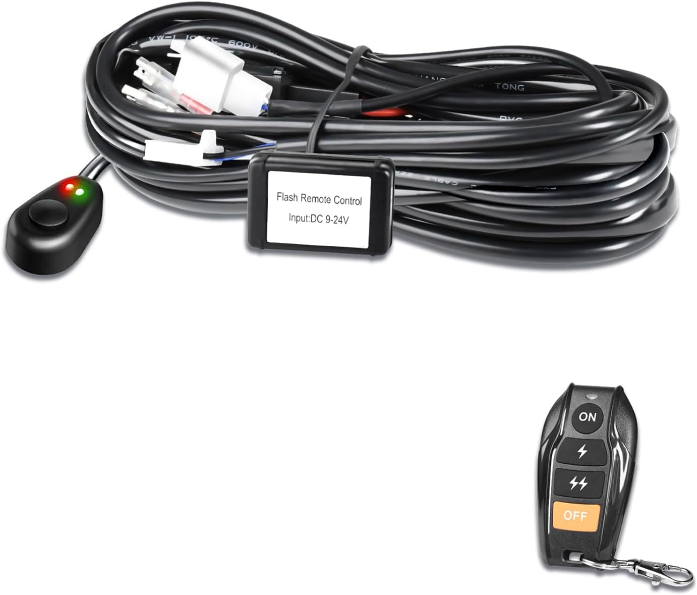 LED Light Bar Wiring Harness Kit 2 Leads Remote Control Wiring Harness Kit 18AWG Core Cable Wiring Harness Kit Car Fog Lamp Work Driving Light Bar Fits 2 Lights(3 Meters)
