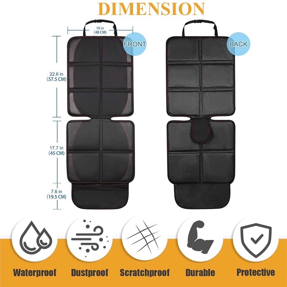 Protezione per seggiolino auto, impermeabile, pieghevole, in pelle, con imbottitura più spessa e retro antiscivolo, tasche portaoggetti in rete per sedili berline SUV (2)