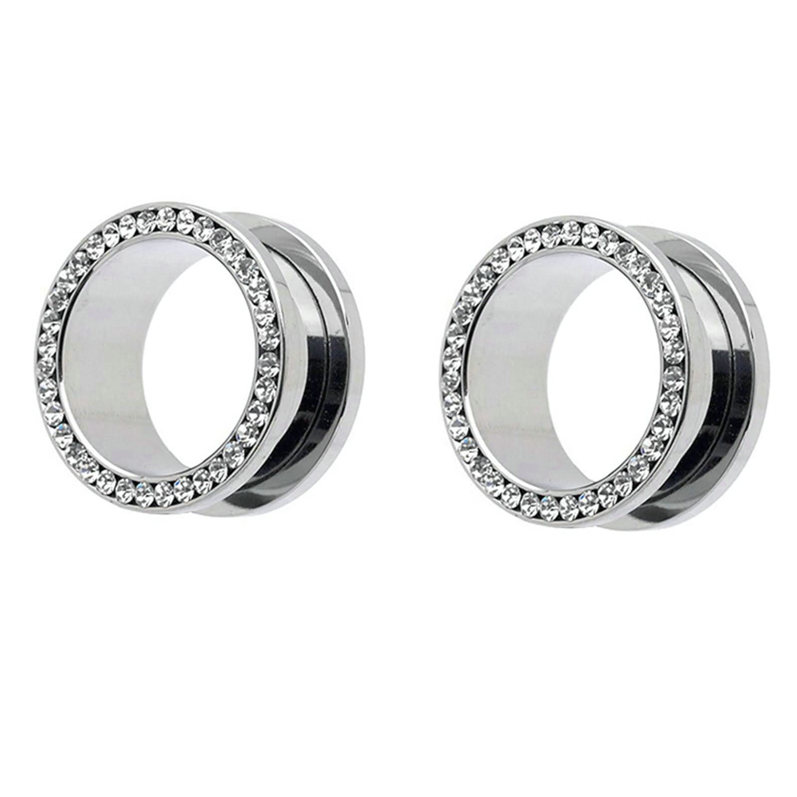Daesar Tunnel 4-20MM Edelstahl, Ohr Plug zum Schrauben mit Zirkonia Silber Tunnel Piercing Ohr Expander Set