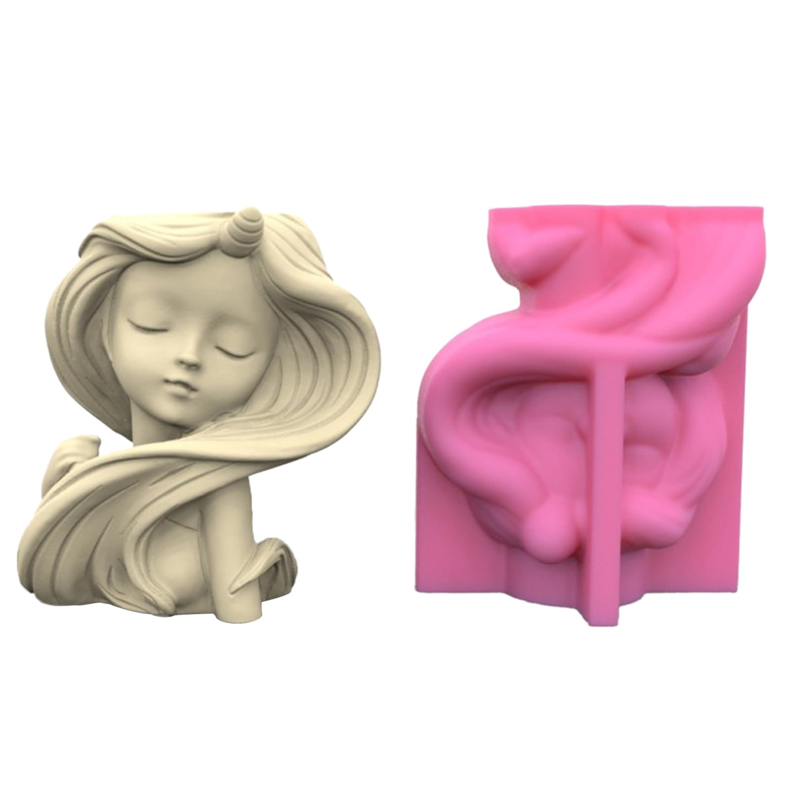 4 stampi geometrici in silicone per gesso a forma di ragazza dai capelli lunghi per realizzare vasi da fiori e portapenne per calcestruzzo cemento resina colata