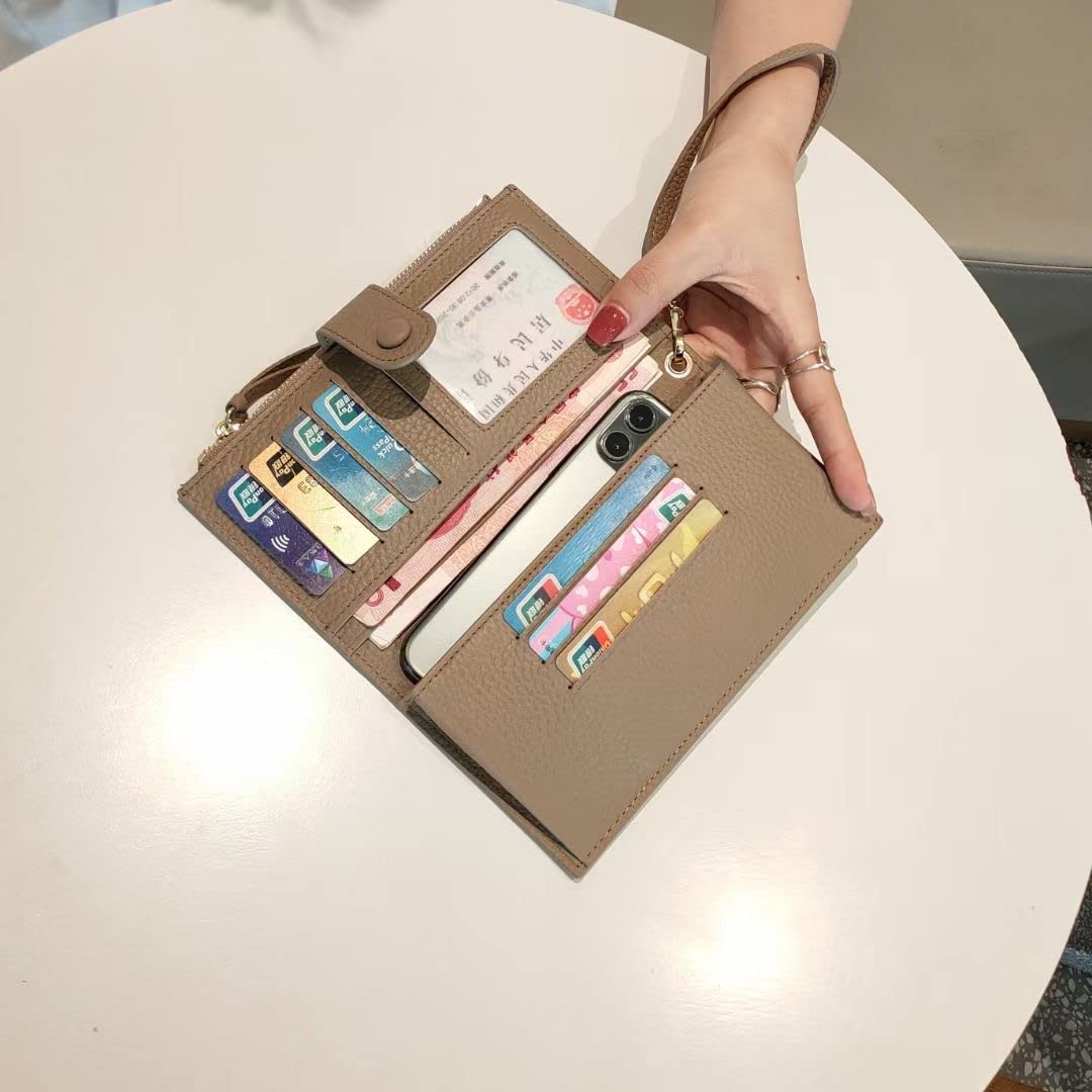 Portamonete da donna, Porta carte di credito Portafogli da donna in vera pelle portatile ， Porta carte multiplo in pelle bovina lunga e sottile vintage ， Pochette standard da uomo alla moda squisita (
