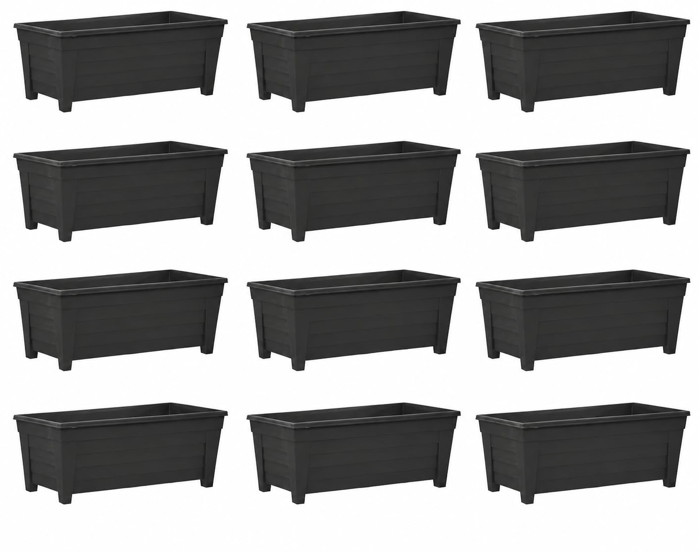 Muddy Hands 55cm Black Long Trough Plant Pots Indoor Home Outdoor Garden Plastic Planters Window Herb Flower Box (12)