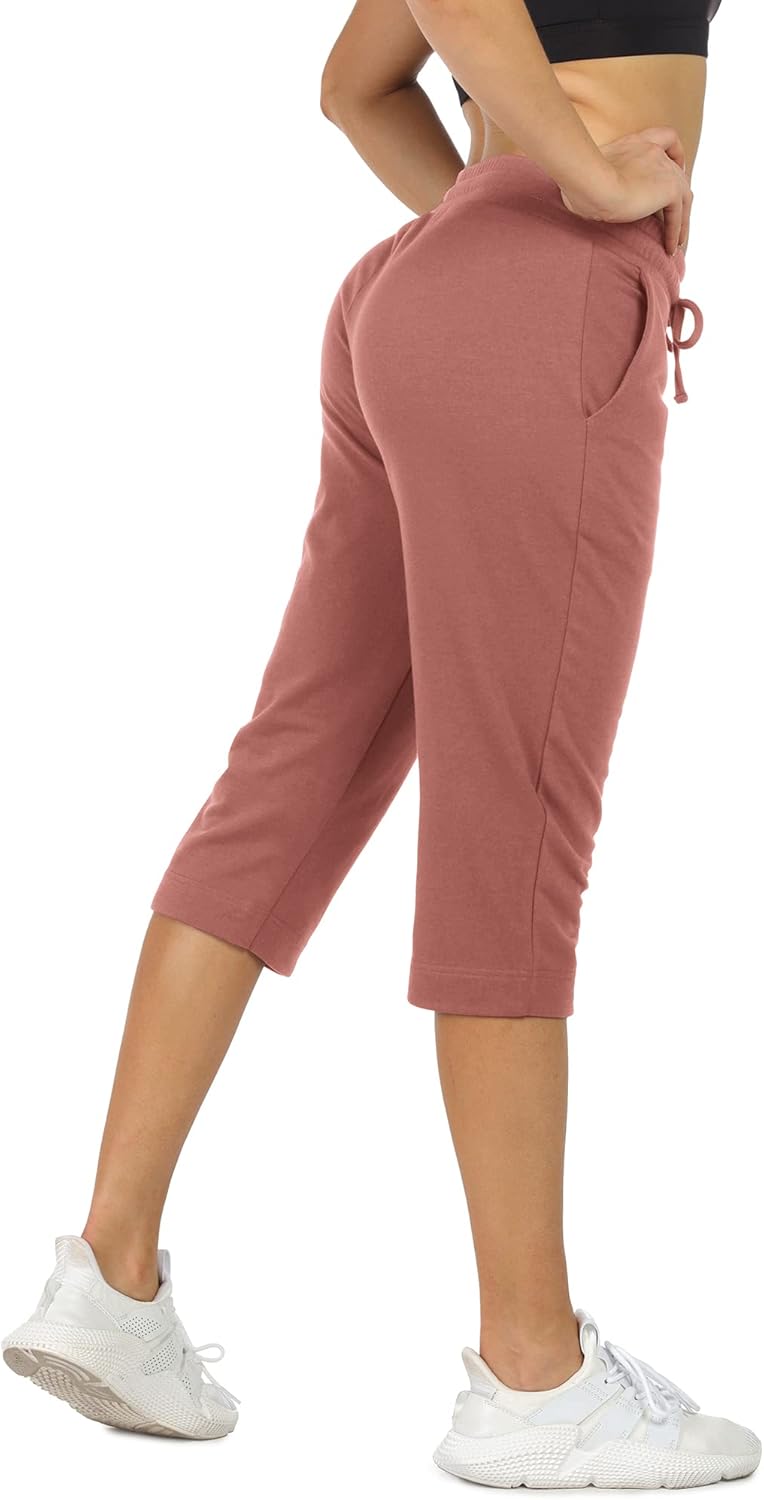 icyzone Capri Sweatpants for Women - French Terry Workout Cropped Joggers Athletic Lounge Pants with Pockets - Image 2