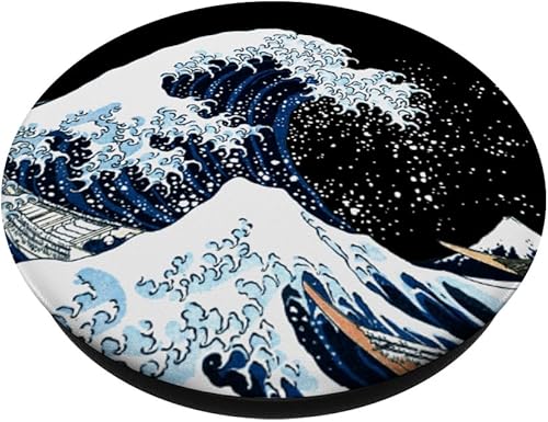 Miniatura 2 de The Great Wave off Kanagawa Hokusai Japanese Art PopSockets - Agarre y soporte para teléfonos y tabletas, Negro
