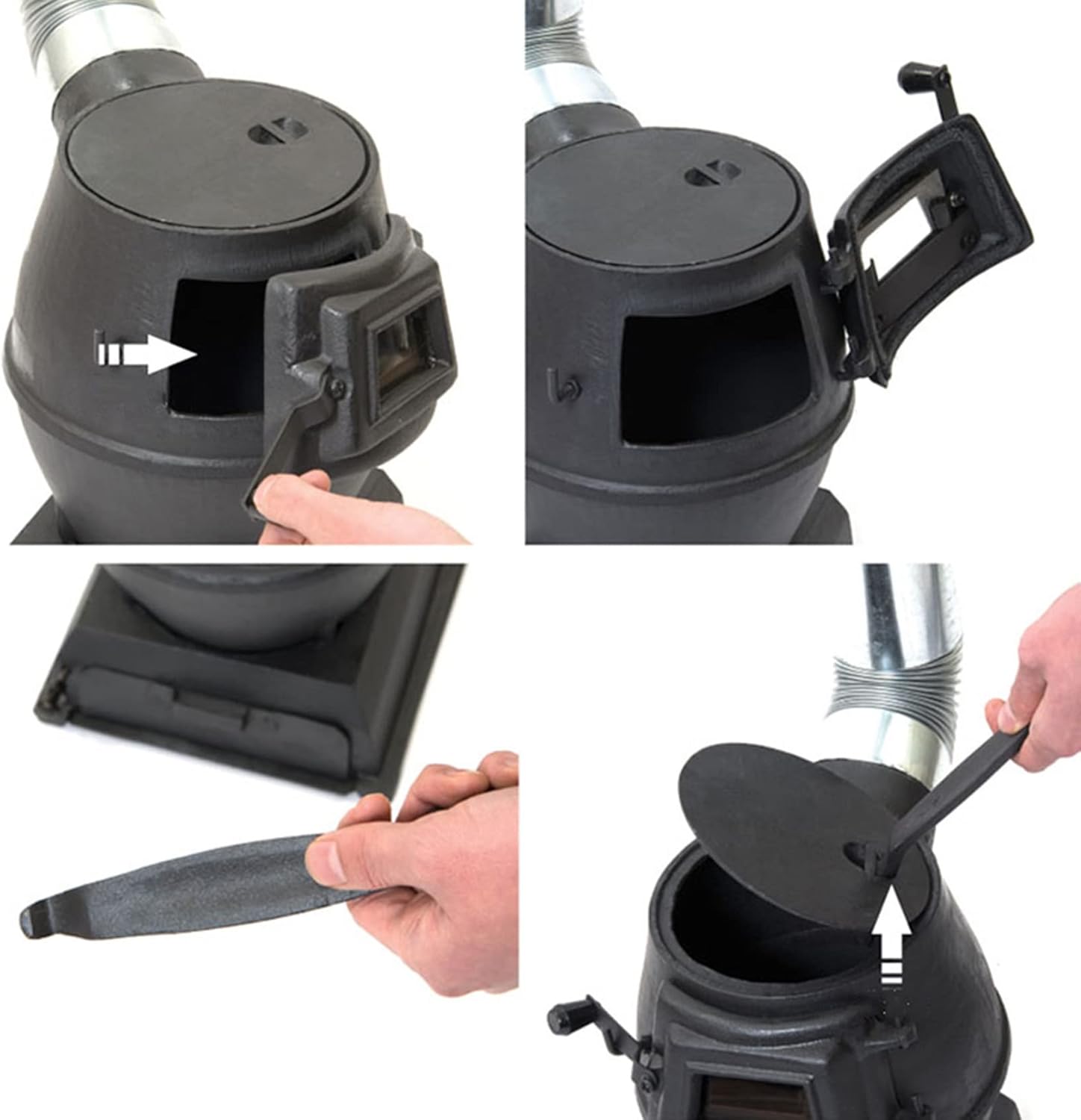 Thickened Cast Iron Rural Heating Stove,View Window,Smokeless Cooker For Tent, Indoor, Villa,Shelter, Heating,daily cooking,BBQ,S