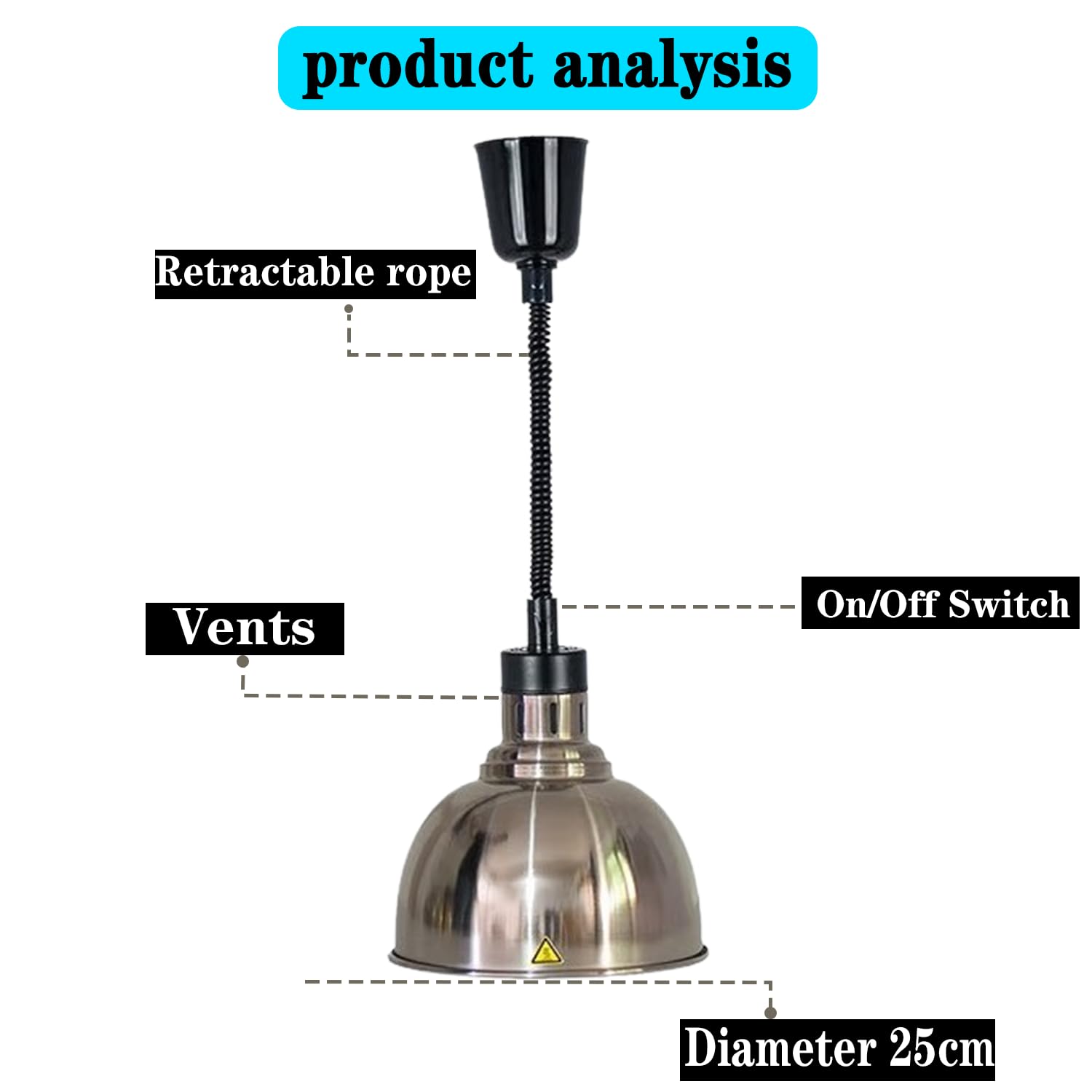 Lampada Riscaldante per Alimenti, Lampade Scaldavivande Cucina Retrattili, 250W Lampade Riscaldanti per Cucina a Buffet Sospesa per Ristoranti, Cucine, Hotel (Rame Rosso, 2 Pezzi)