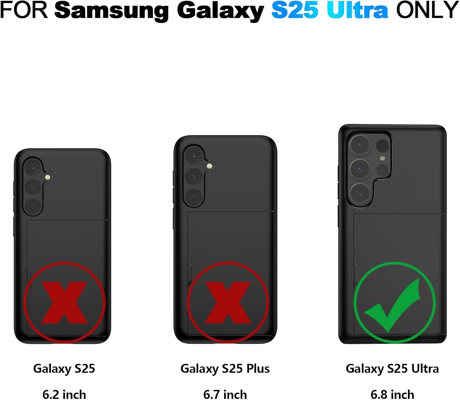 Nvollnoe for Samsung S25 Ultra Case with Card Holder Dual Layer Heavy Duty Protective Case Hidden Card Slot Slim Wallet Case for Samsung S25 Ultra 6.9''(Black) - Image 7