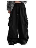 Men's Baggy Cargo Pants Drawstring Waist Casual Parachute Pants with Pockets