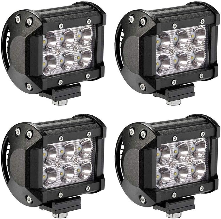 Lumitek4PCS 18W Led Light bar Spot Beam Light Pods Led Work Lights Driving Fog Light Off Road Lights for ATV SUV UTE Pickup Truck