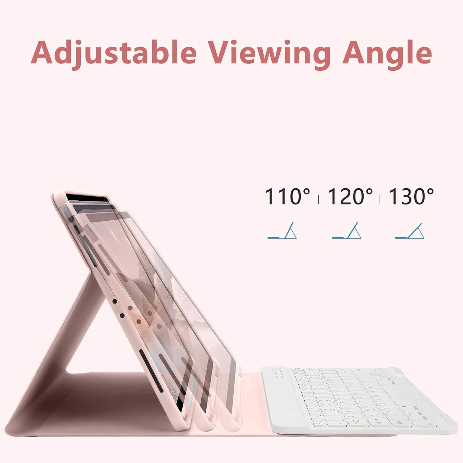 TQQ for iPad Air 13-inch (M3/M2, 2025/2024) & Pro 12.9 inch Case with Keyboard, Keyboard case for 12.9-inch iPad Pro 6th/5th Gen - with Pencil Holder for iPad Air 13-inch/iPad Pro 12.9 (Pink)