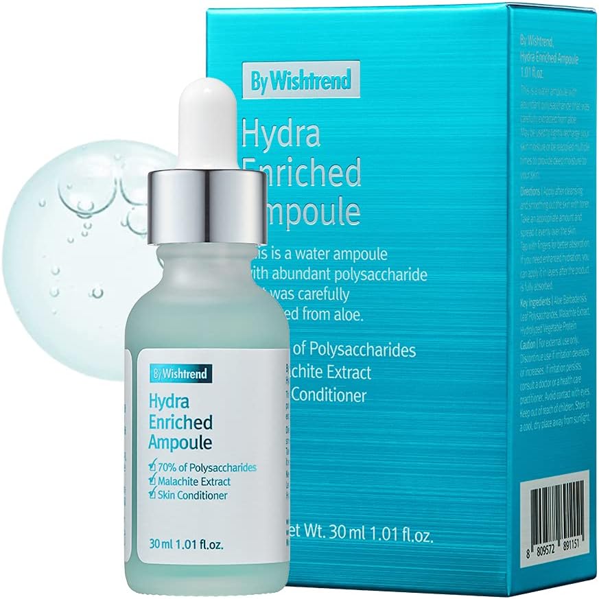 [By Wishtrend] Hydra Enriched Ampoule 30ml, 1.01 Fl Oz | Intensive 70% Aloe Vera Serum for Dehydrated, Sensitive skin, Anti Redness, Soothing, hydro boost, moisturizing serum