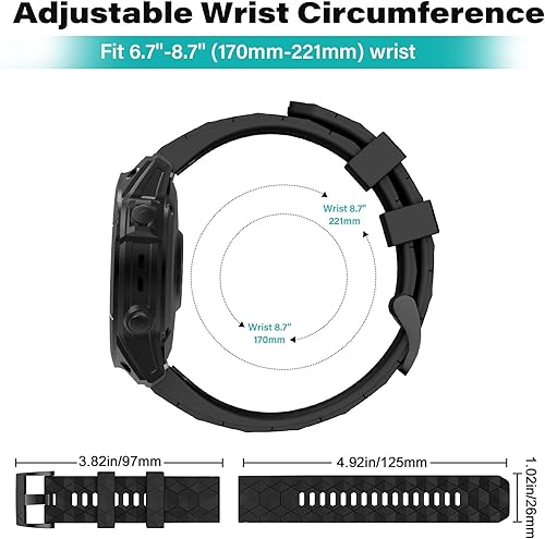 Miniatura 5 de OVERSTEP Compatible con la correa de reloj Fenix 7X, correa de ajuste rápido de 1.024 in para Garmin Fenix 5X, Fenix 5X Plus, Fenix 6X, Fenix 6X Pro