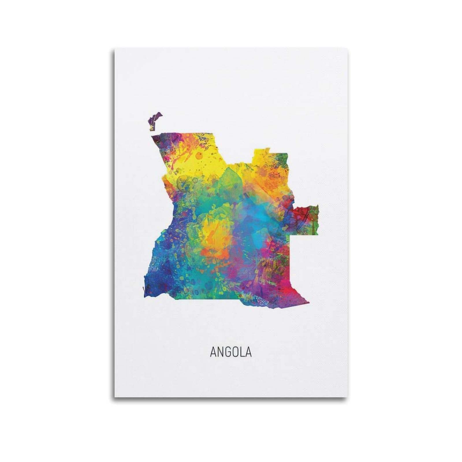 MJZLQN Map Poster Of Angola With Watercolor Poster Decorative Painting Canvas Wall Posters And Art Picture Print Modern Family Bedroom Decor Posters 24x36inch(60x90cm)