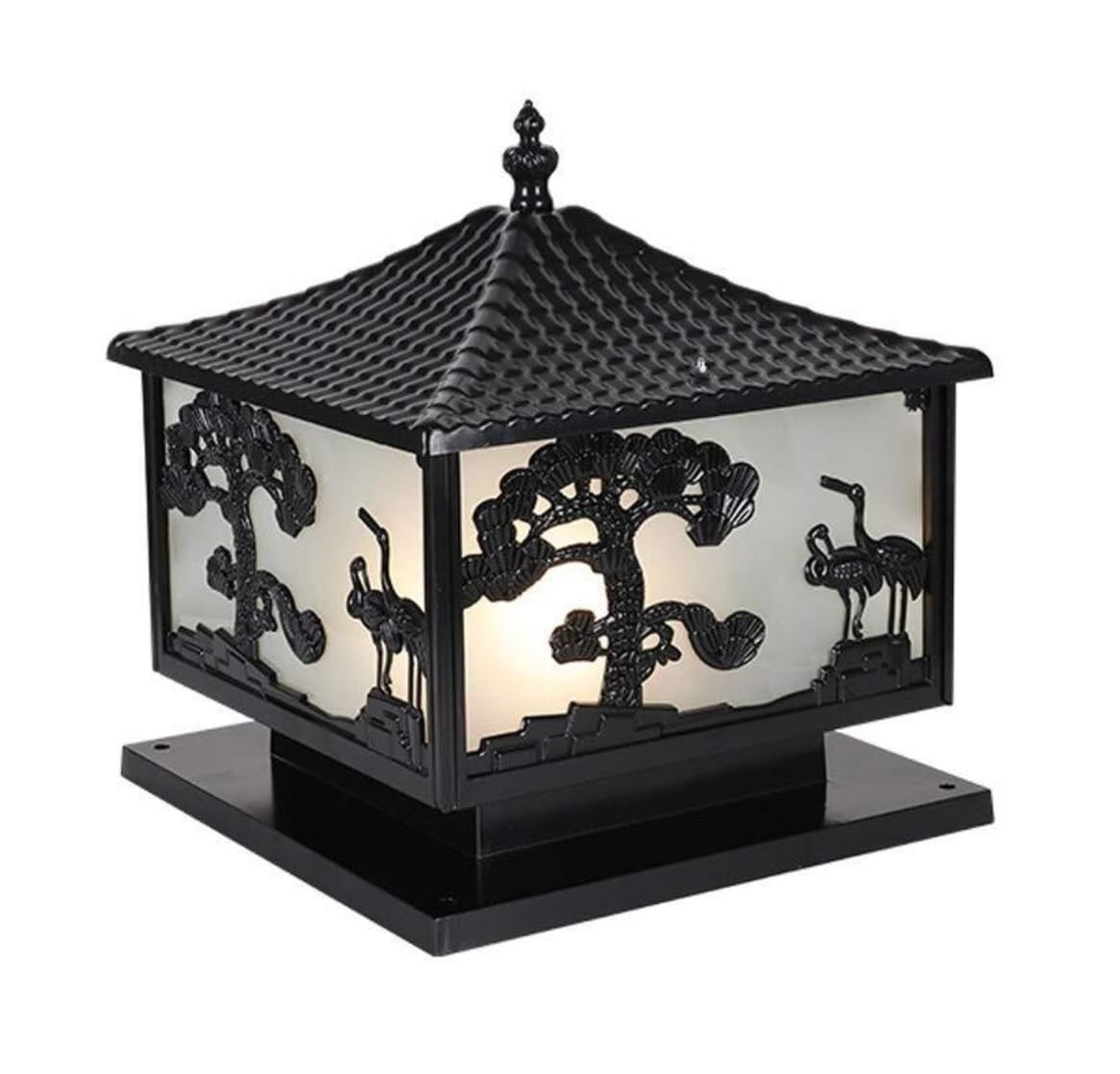Lampa Słupki Vintage Pillar Light Aluminium Garden Gate Kolumna Światła Szklane Zewnętrzne Słupkowe Europejskie Patio Yard Krajobraz Lampa Zewnątrz i Drogę(Black,25 * 30cm)