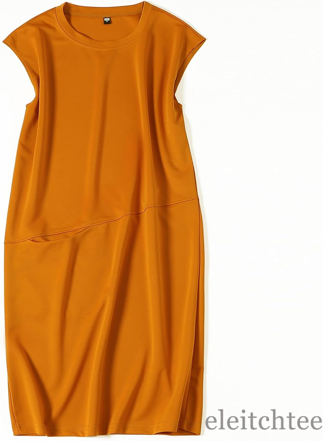 [eleitchtee] LHT ワンピース レディース ノースリーブ ネックレス付き 着痩せ カジュアル フレンチスリーブ 膝丈 ポケット付き 涼しい 体型カバー 透けない 春夏秋 M-LL