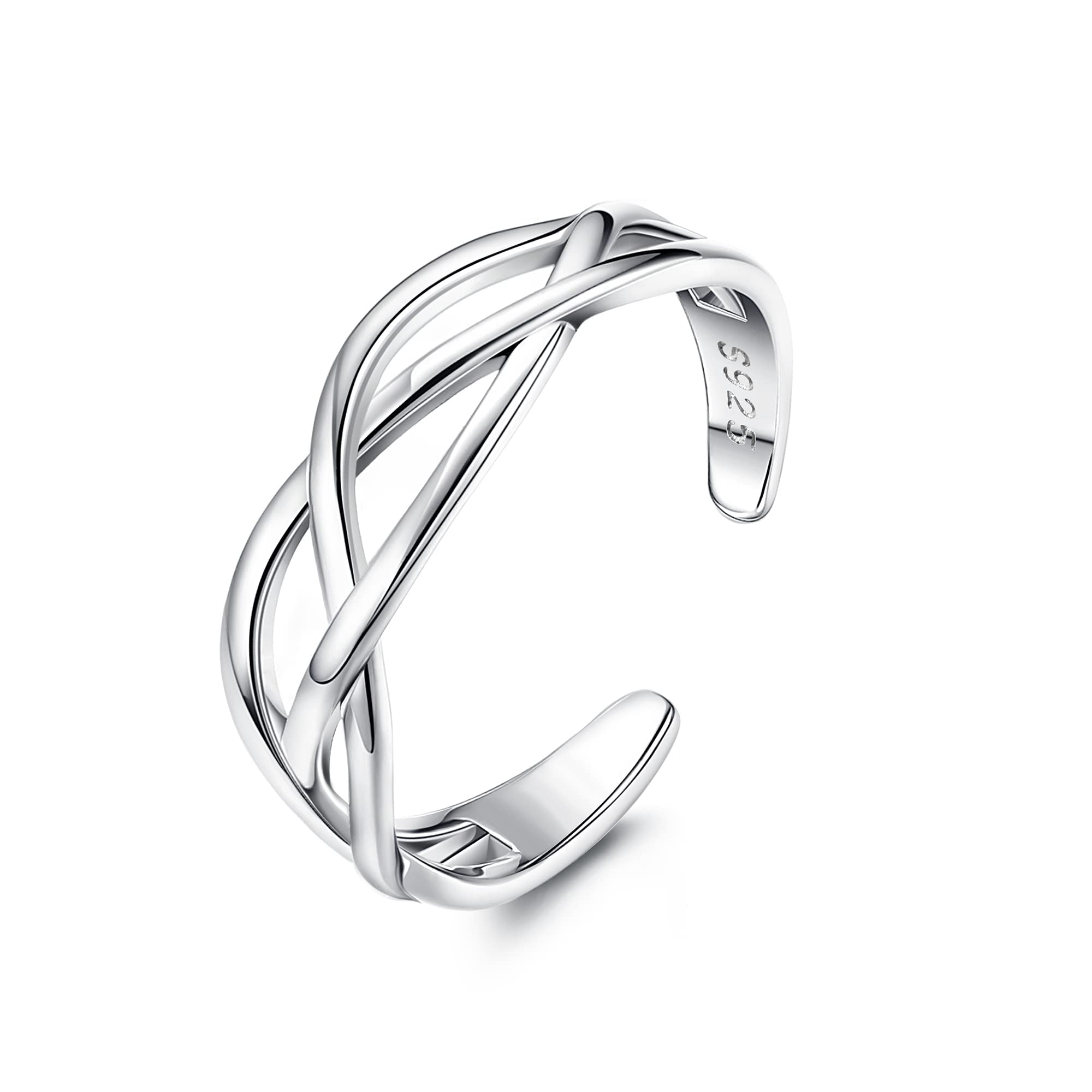 Anneaux d'Orteil en Argent Sterling 925 pour Femmes Anneau de Manchette Ouvert et Réglable Bague à Anneaux pour Hommes, femmes et Filles, en Turquoise avec Nœud Celtique, Hypoallergénique