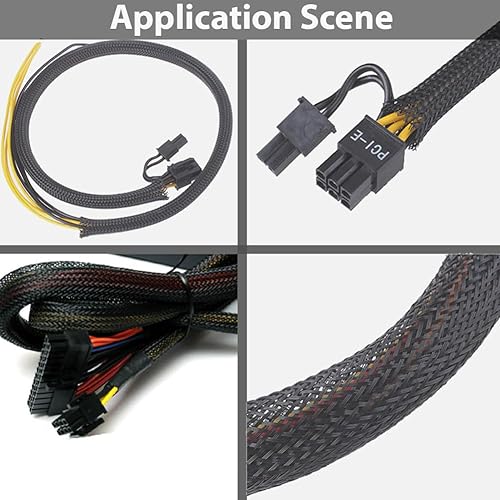 Vista 5 de Funda trenzada de PET expandible de 98.4 pies de ancho de 0.12 pulgadas de ancho, funda protectora de cable flexible de malla de alambre para telar