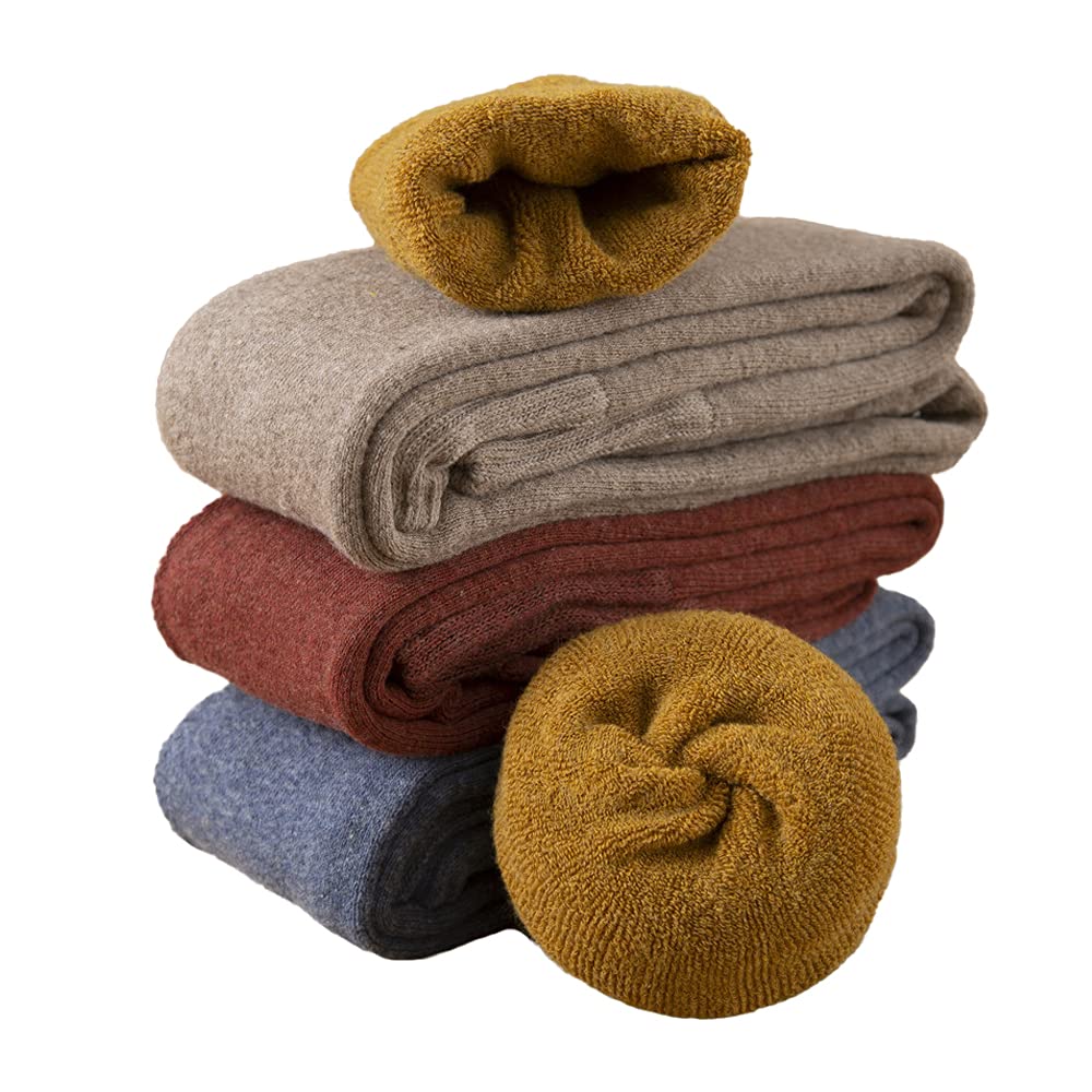 CHERISH 5 paia di calze termiche da donna invernali in cotone lavorato a maglia, caldo tubo alto calze sopra il ginocchio
