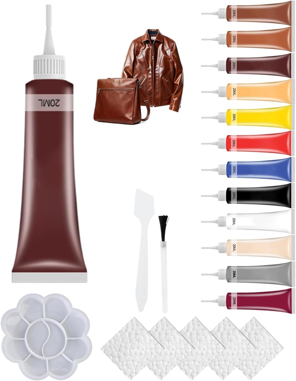 Advanced Leather Repair Gel, NEW Leather Repair Kit for Car Seat Vinyl Repair Kit, Professional Leather Repair Kit for Car Seat Multifunctional Couch and Jacket DIY Repair Kit (12-Color Mix)