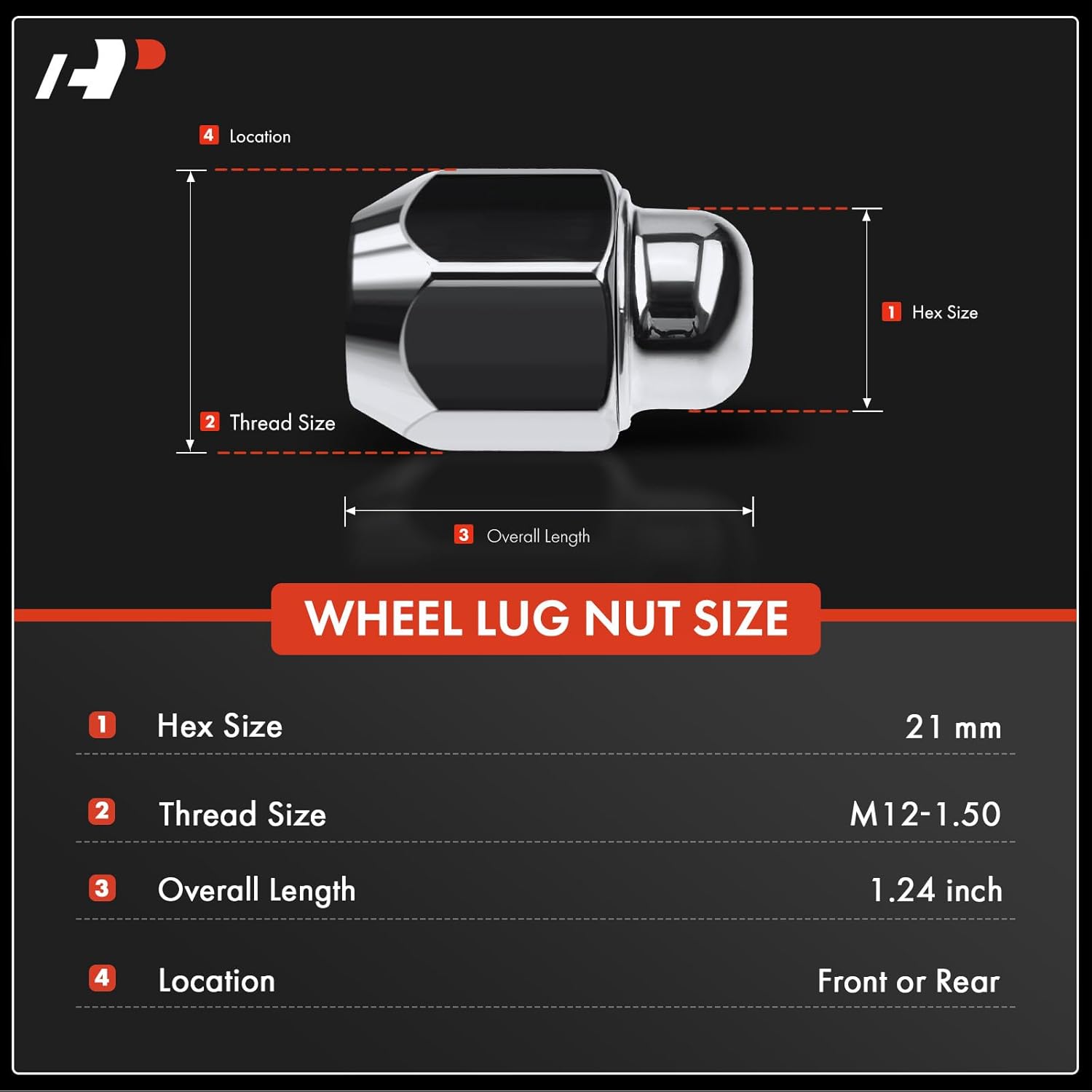 A-Premium Front or Rear Wheel Lug Nuts Compatible with Hyundai Santa Fe Sonata Tucson Accent Kia Optima Sorento Rio Rio5 Sportage Spectra5 10-PC Set