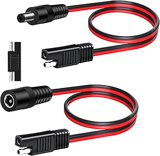 RUNCCI-YUN 2 Stück 60CM 14AWG 12V SAE-Stecker an DC 5,5 x 2,5mm (Weiblich und Männlich) SAE-Anschlusskabel Auto Solar Batterie DC Ladekabel für Autos, Motorräder, Solarpaneele + SAE Adapter
