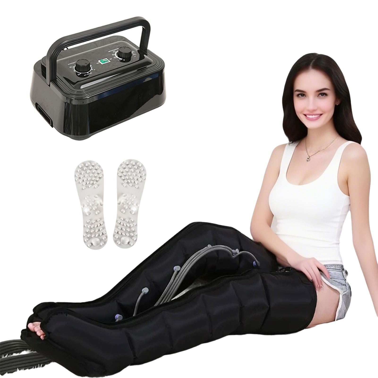 Masajeador Eléctrico de Compresión de Aire, Botas Presoterapia para Casa Abdomen y Piernas, Masajeador de Piernas Circulación Presoterapia para Drenaje Linfático y Favorece