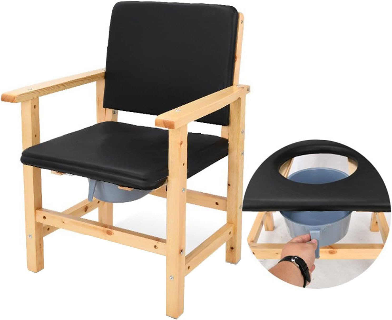 Solid Wood Commode Toilet Chair , Bedside Commodes for The