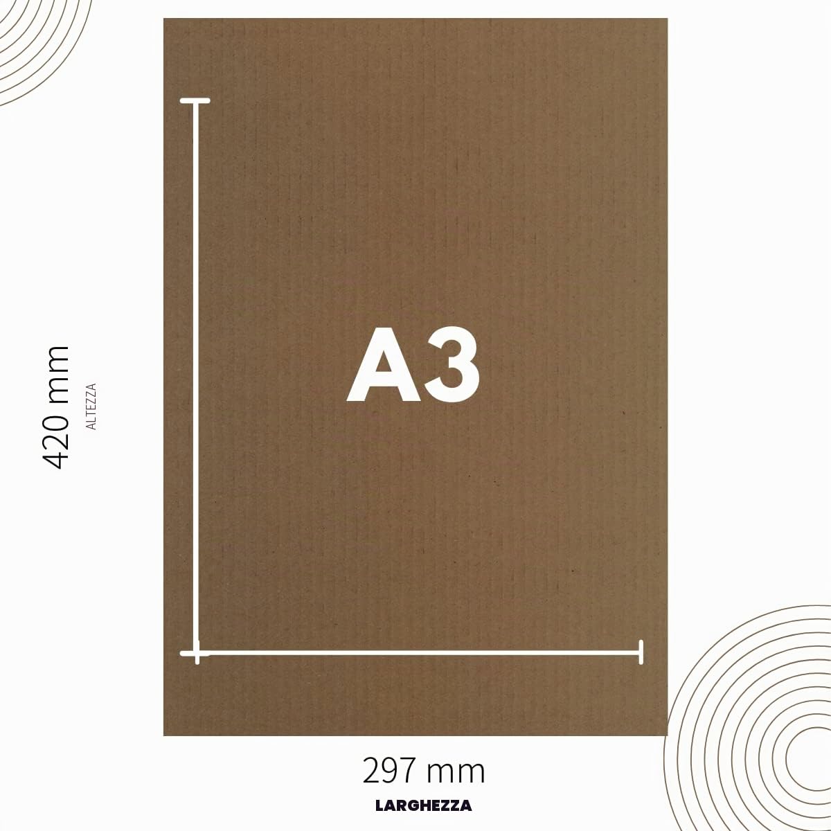 Leo Design Fogli di cartone A3, confezione da 52 divisori ondulati, spessore 3 mm, 297 x 420 mm, inserti protettivi per spedizioni e artigianato, marrone (52)