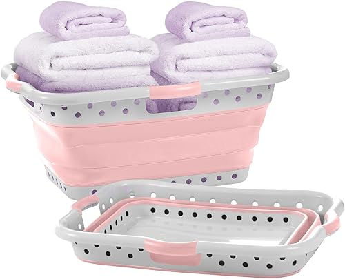 Pop & Load Collapse & Store 1 cesta grande de plástico plegable delgada de 25 pulgadas, cesta de almacenamiento y organización portátil que ahorra