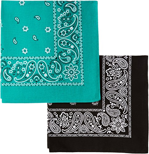 Levi s Men s 100% Cotton Multi-purpose Bandana Gift Sets – Headband, Wrap, Protective Coverage, Black Green, Pack 2