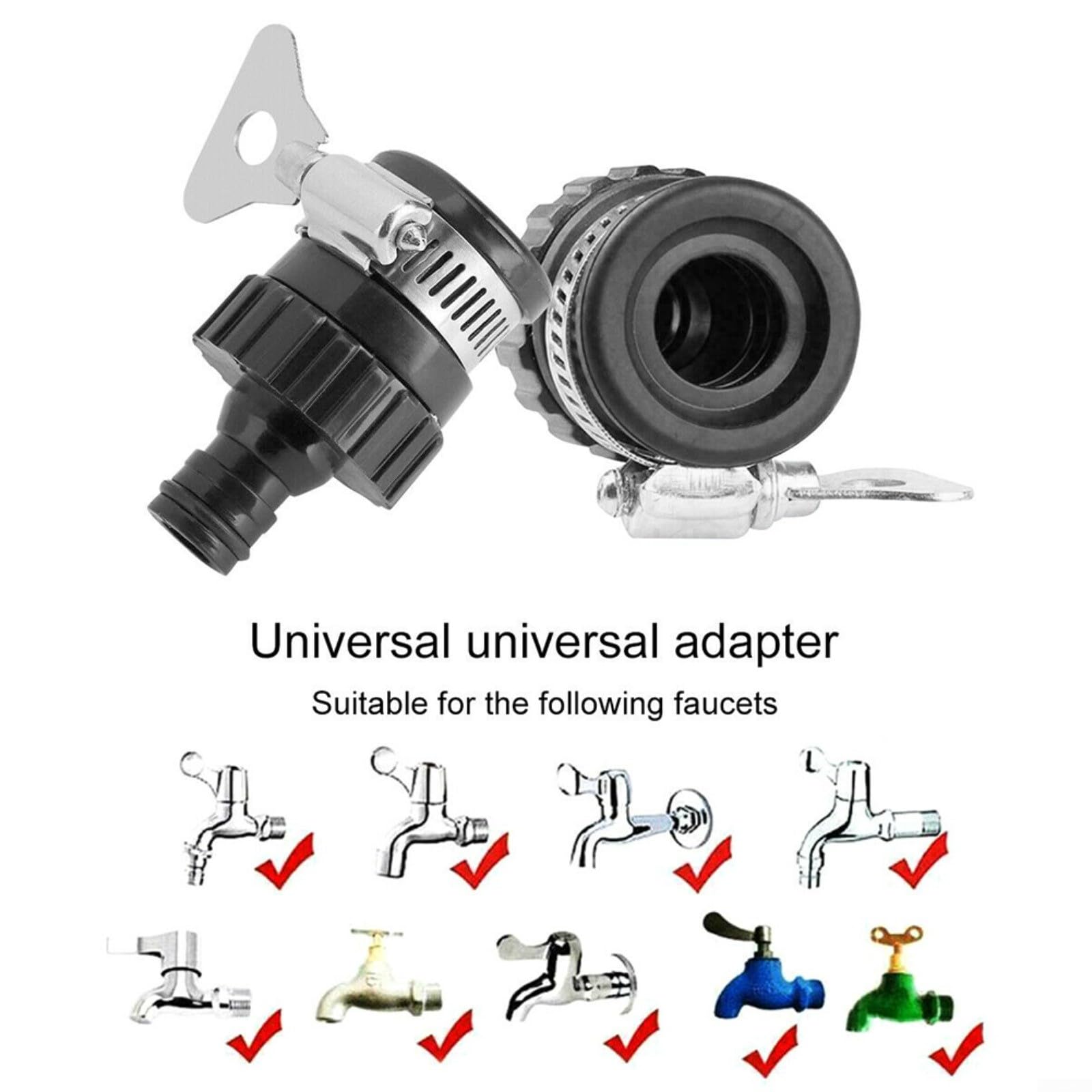 Adaptador de conector de grifo de jardín, para grifos mezcladores de cocina de interior de acero inoxidable y plástico a manguera de jardín de entre 18 y 24 mm