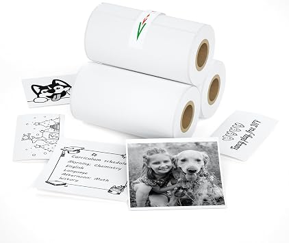 iDPRT S1 S2 M02 T02 Mini Thermal Sticker Paper - 57x29mm, 3.5m/Roll for Most Instant Cameras and Label Printer - Refill for Kids Pocket Printer, Mini Photo Printer Labels, For Photos, To-do Lists
