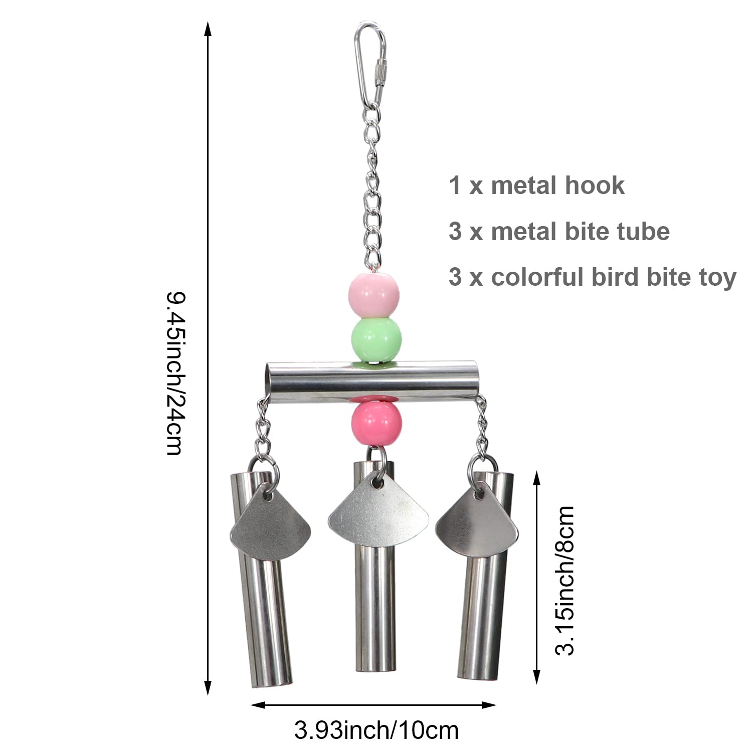 Litewoo Bird Stainless Steel Bell Toys, Safe and Stable Hanging Spoons Pipe Chew Bite Toy（B） - image 2