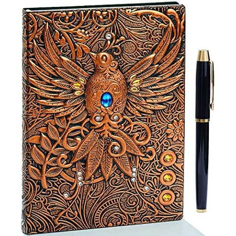 3D Phoenix Vintage Tagebuch+Stift,A5 Notizbuch Liniert,Personal Organizer Planer Journal Notebook,GeburtstagGeschenk für Männer Frauen Erwachsene Kinder Cover