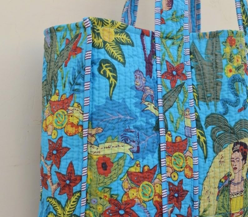 Image of Women's 100% Cotton Lightweight Shoulder Tote Bag with Interior Poeckt Casual Handbag for Women