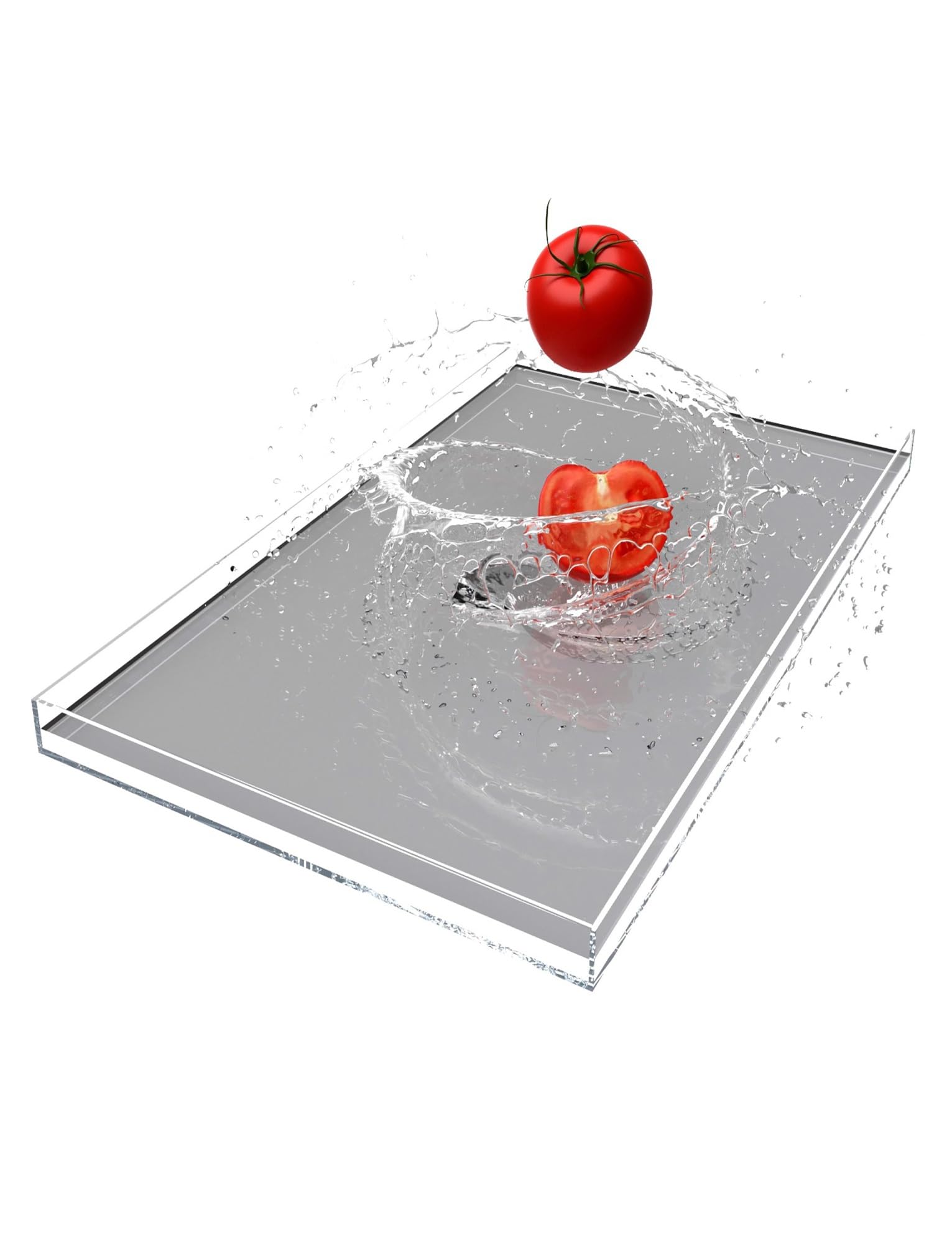 Depósito de agua acrílico transparente para fotografía cosmética, bandeja poco profunda para fotografía y almacenamiento de productos