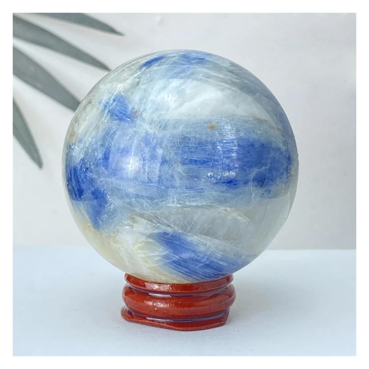 Bola de cristal azul natural de 58mm con soporte para decoración