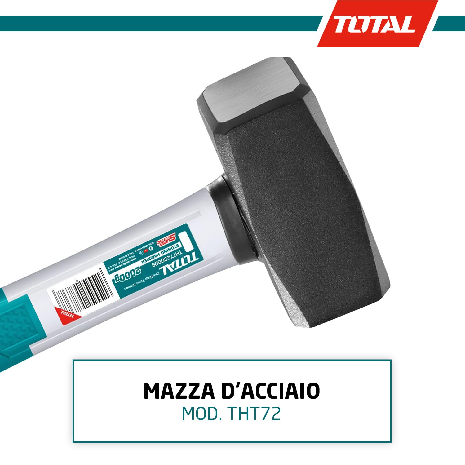 Mazza In Acciaio Da 2000g Per Edilizia - Testa In Acciaio Al Carbonio, Manico In Fibra Ergonomico - Foto 12