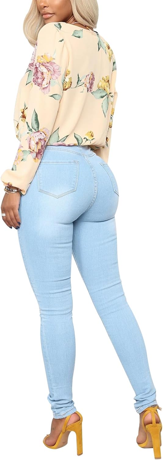 KUNMI Womens Classic High Waisted Skinny Stretch Butt Lifting Jeans Slim Fit Denim Pants - Image 6
