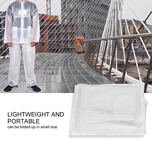 Tbest Clear Raincoat,Unisex Transparent Raincoat Rain Suit Rainwear Portable Fashionable Outdoor Clear Rain Coat Pants Emergency Rain Wear For Adult Traveling Camping Hiking Fishing(L)4