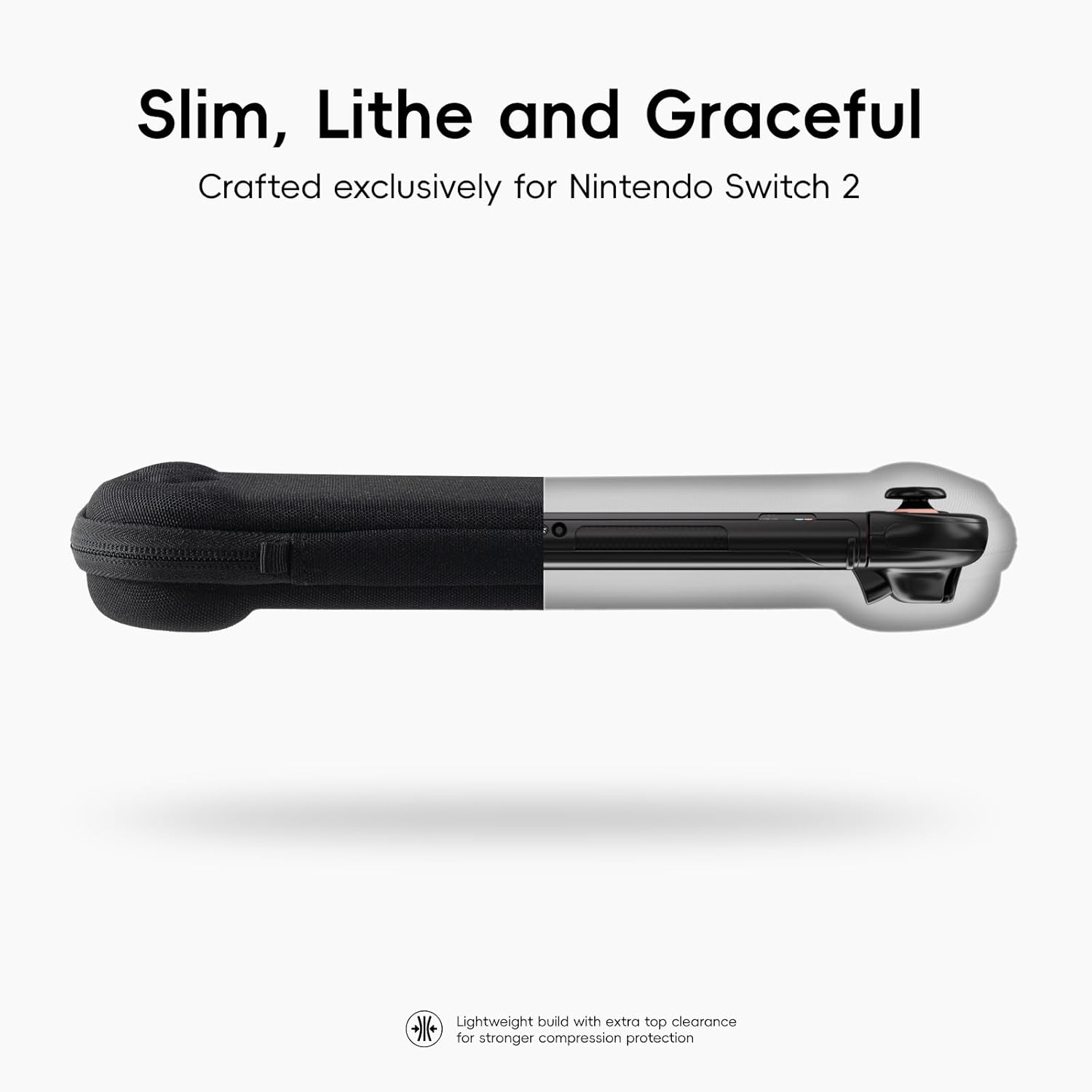 YONMOTTO Slim Carrying Case for Nintendo Switch 2 (2025), Lightweight Protective Hard Shell Portable Travel Case with 12 Game Card Slots & Screen Protector Mat (Black)