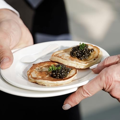 Miniatura 6 de Patelai Juego de cucharas de caviar de madreperla con mango redondo para caviar, huevo, helado, café, restaurante (2.75 pulgadas, 20 piezas)