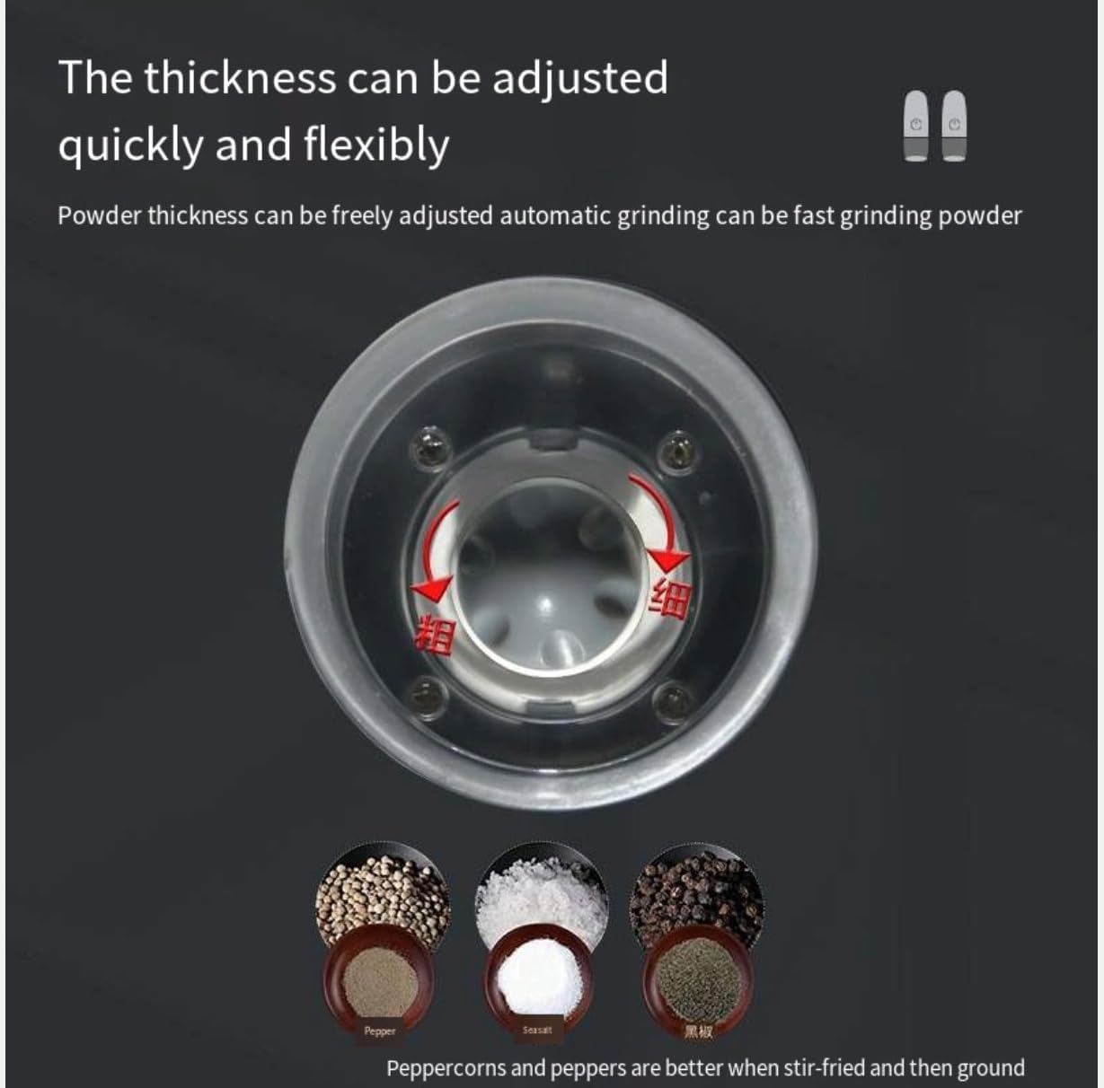 USB Rechargeable Electric Pepper Grinder & Salt Mill - Gravity Activated Automatic Spice Grinder with Adjustable Coarseness, LED Light, One-Hand Operation - Premium Kitchen Gadget(Black x 2)